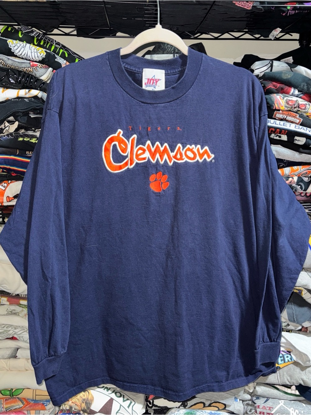 Vintage 90s Clemson Tigers Embroidered Longsleeve Shirt Size Xl